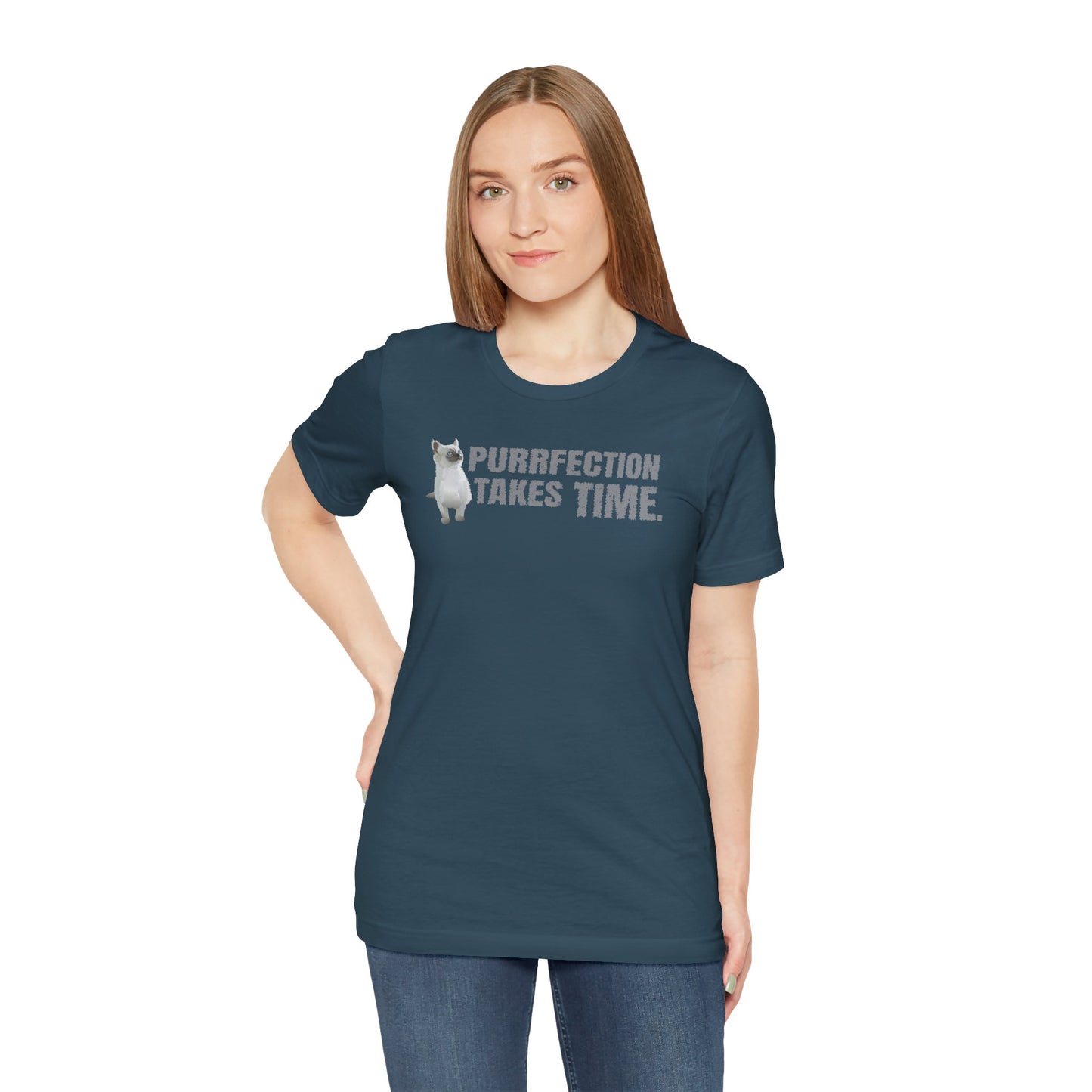 Cat Tee - Purrfection Takes Time | Unisex Cotton Short Sleeve T-Shirt
