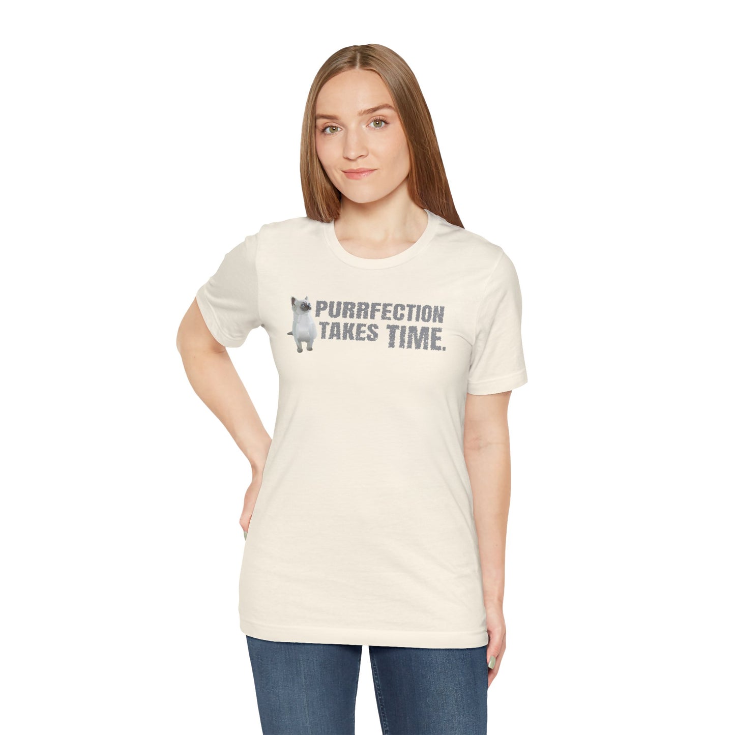 Cat Tee - Purrfection Takes Time | Unisex Cotton Short Sleeve T-Shirt
