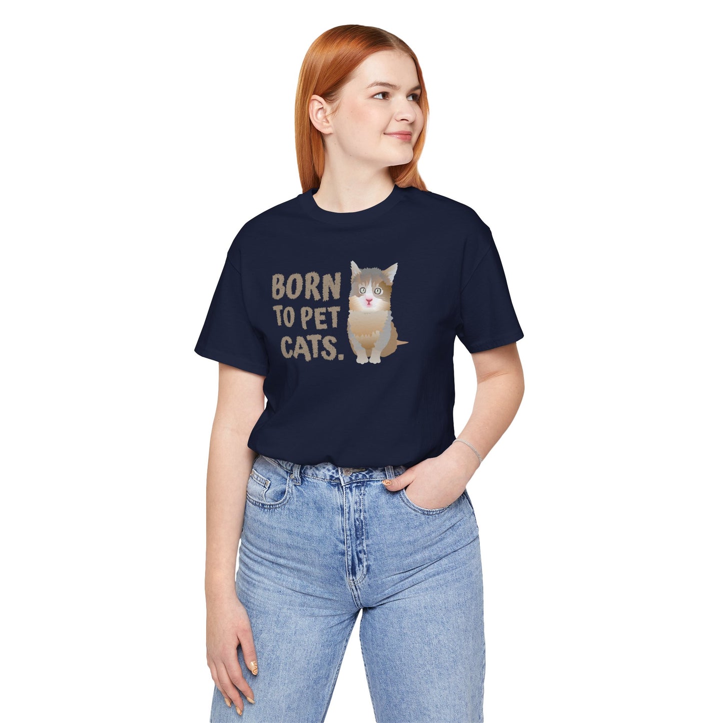 Born to pet Cats Cat Lover Tee | Unisex Cotton Short Sleeve T-Shirt