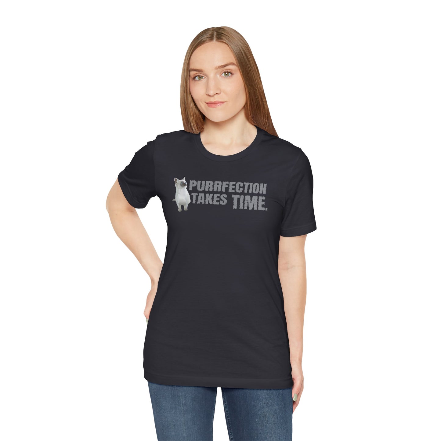 Cat Tee - Purrfection Takes Time | Unisex Cotton Short Sleeve T-Shirt