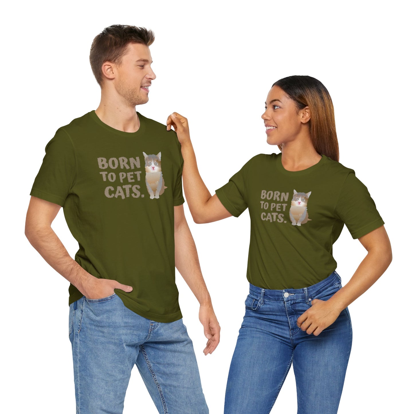 Born to pet Cats Cat Lover Tee | Unisex Cotton Short Sleeve T-Shirt