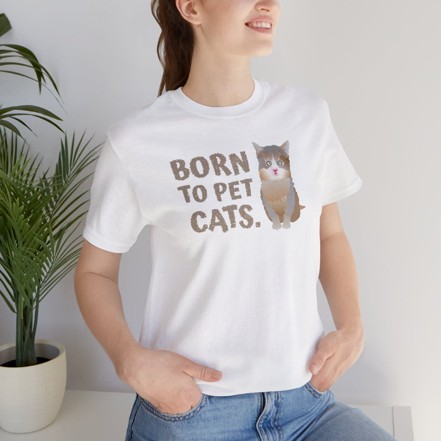 Born to pet Cats Cat Lover Tee | Unisex Cotton Short Sleeve T-Shirt