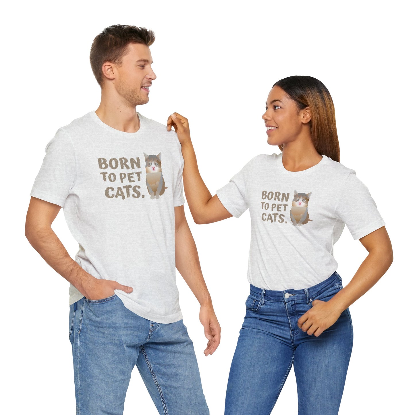 Born to pet Cats Cat Lover Tee | Unisex Cotton Short Sleeve T-Shirt