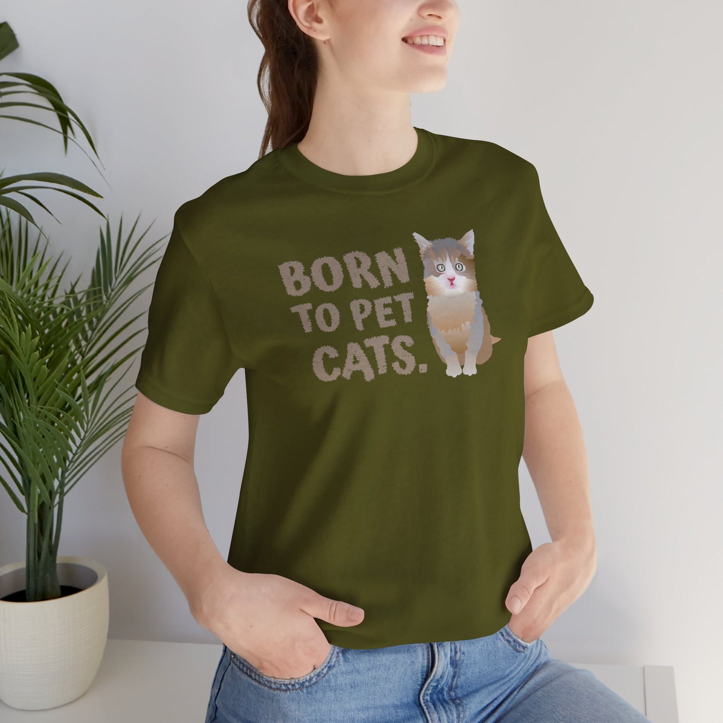 Born to pet Cats Cat Lover Tee | Unisex Cotton Short Sleeve T-Shirt