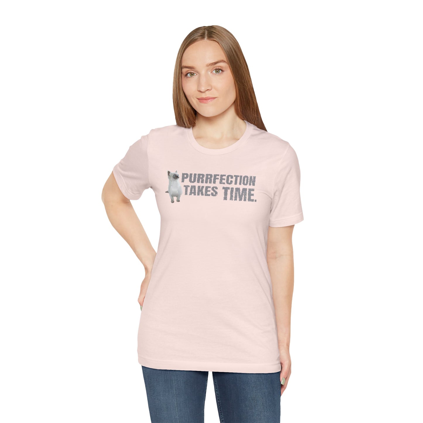 Cat Tee - Purrfection Takes Time | Unisex Cotton Short Sleeve T-Shirt